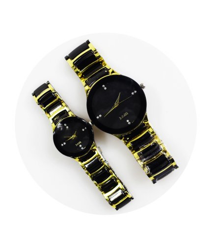 WSM194 - Gold and Black couple watch